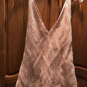 Express Sequin Top, Champagne size L